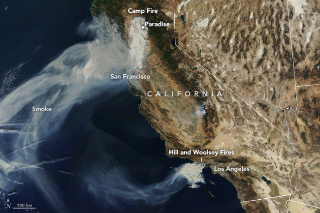 California'daki orman yangınları uzaydan fotoğraflandı